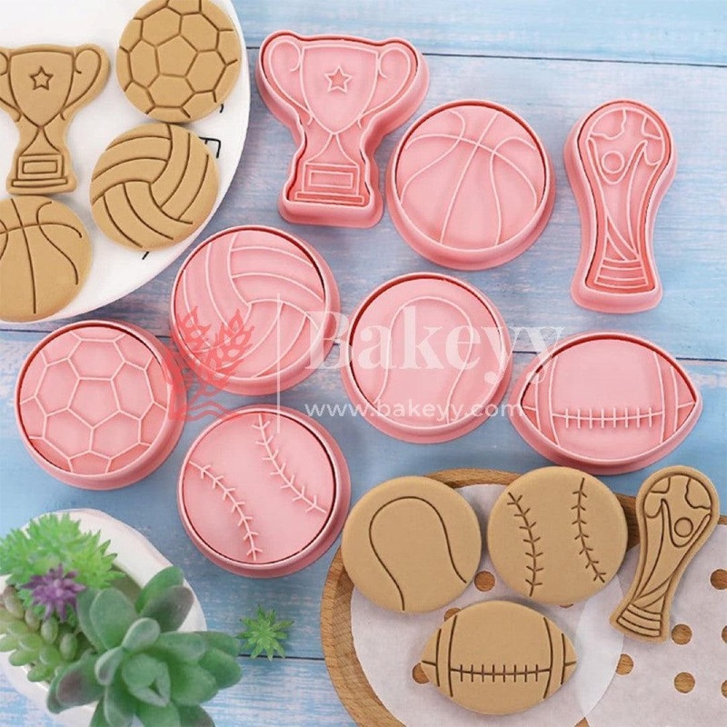 8Pcs Biscuit Mould, Non-stick Multi-purpose DIY Cartoon Biscuit Cutter, BPA Free, Football Rugby Cookie Template