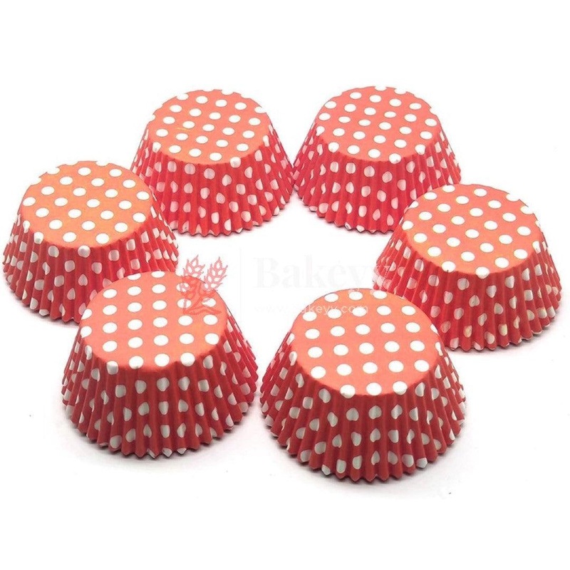 Bake and Serve Round Cupcake Mould  | Paper Thick Baking Mould | Red Color | Pack of 300