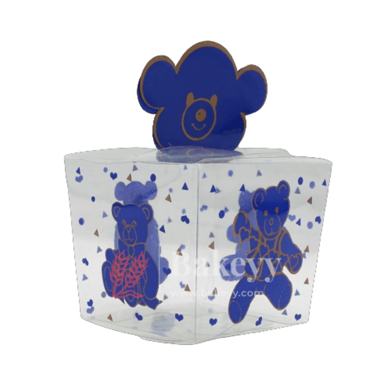 Blue Teddy Bear Celebration Gift Boxes | PVC Chocolate Box | Gift Box | Goodie Box | Mita - 340A01 | Pack of 10