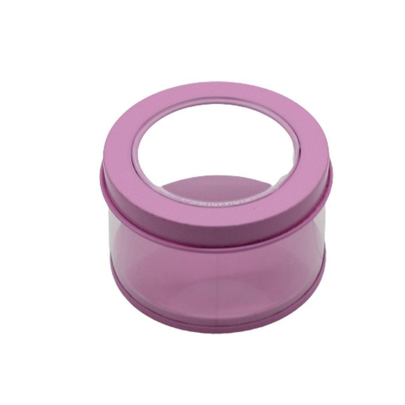 Lavender Round Empty Decorative Acrylic Box | Gift Box | Chocolate Box | Sweet Box | Jewellery Box | Pvc Tin Box | Big