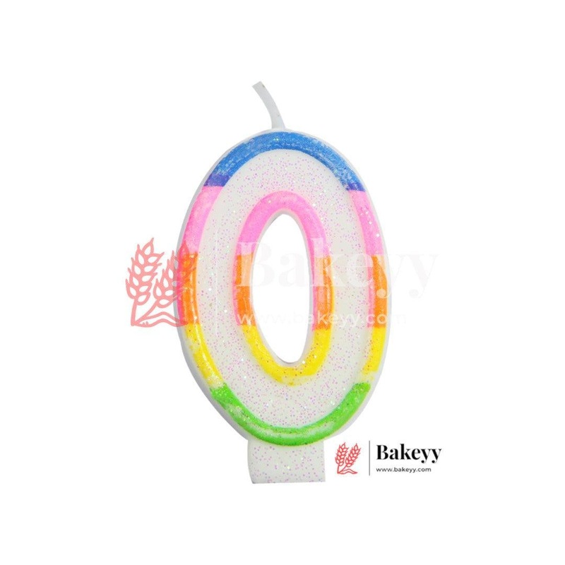 Number 0 Rainbow Candle | 1 pcs | For Birthday, Wedding Party & Cake Decoration