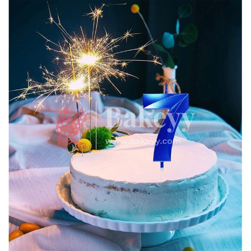 Number 7 Blue 3D Candle | 1 pcs | For Birthday, Wedding Party & Cake Decoration