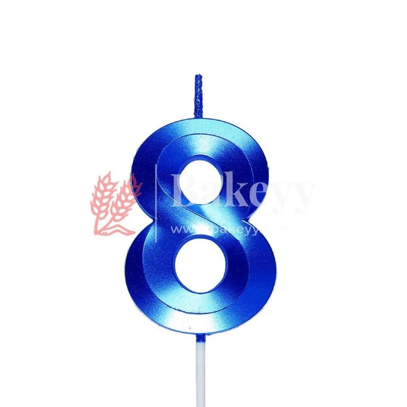 Number 8 Blue 3D Candle | 1 pcs | For Birthday, Wedding Party & Cake Decoration