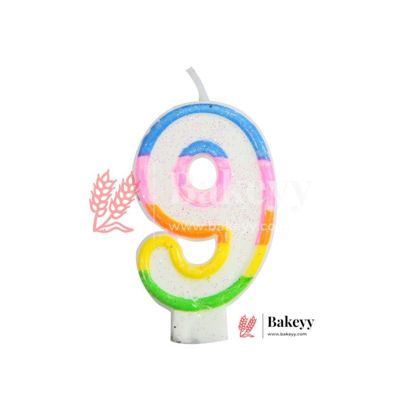 Number 9 Rainbow Candle | 1 pcs | For Birthday, Wedding Party & Cake Decoration