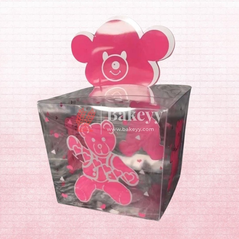 Pink Teddy Bear Celebration Gift Boxes | PVC Chocolate Box | Gift Box | Goodie Box | Mita - 340A01 | Pack of 10