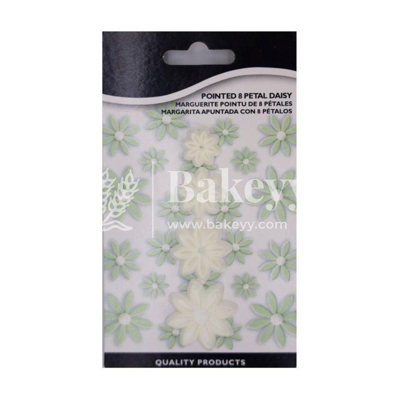 Pointed Petal Daisy Flower | Perfect for Fondant Cutting, Gum Paste, DIY Art Projects| Set of 4