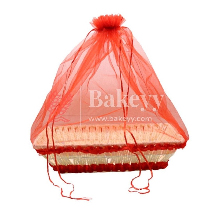 Red Rectangle Net Basket | Hamper Basket | 21.5x23x6.5 cm