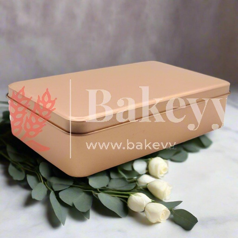 Rose Gold Rectangle Empty Decorative Tin Box |19x11x5cm| Perfect for Gifting Chocolates, Sweets, Jewellery| Luxury Box| Pack of 4