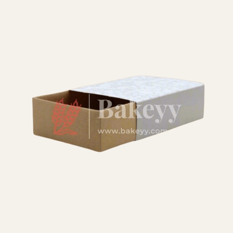 White Printed Slider Rigid Boxes, DIY Gift Box, Cookie Boxes, Biscuit Boxes | Pack of 10