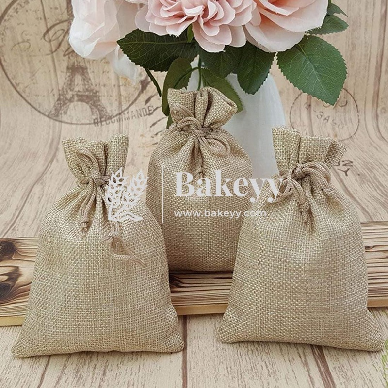 10x14 CM  | Jute Potli Bag | Gift Return Gifts Bags| Natural Jute Colour | Drawstring Bags