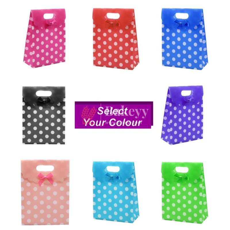 19x26 cm PVC Bag Polka Dot  With Bow | Medium | Pack of 10 |