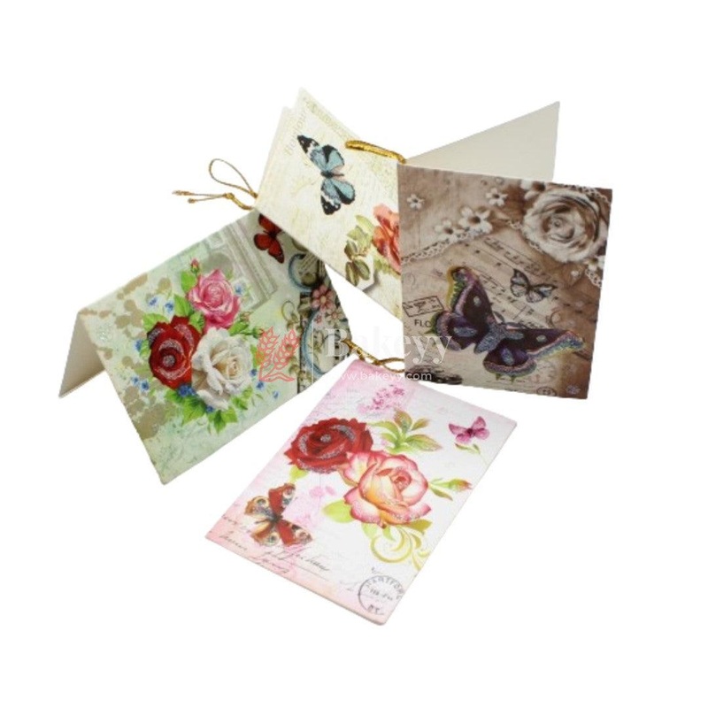 Butterfly Tags | Eco-Friendly |  Tags with Golden Thread | Pack of 10 | Mix Design
