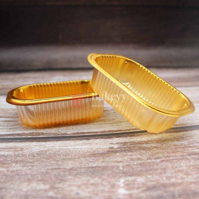 Chum Chum Rectangle Disposable Gold Plastic Foil Tray | Plastic Tray | Sweet Tray | Pack of 100