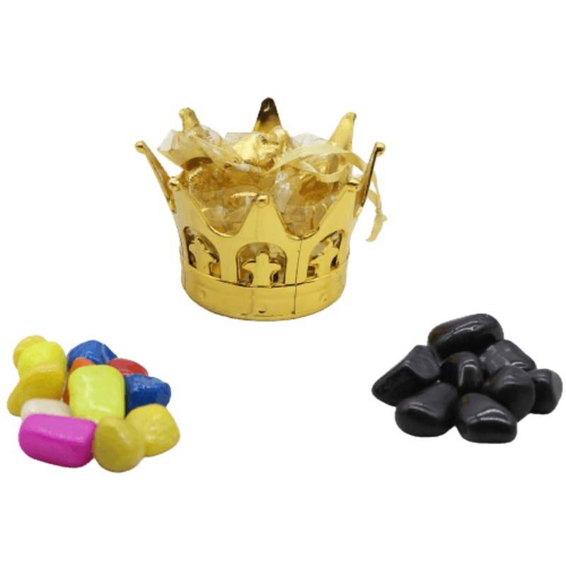 Crown Designer Net Potli Fibre Decorative Basket | Gold Colour