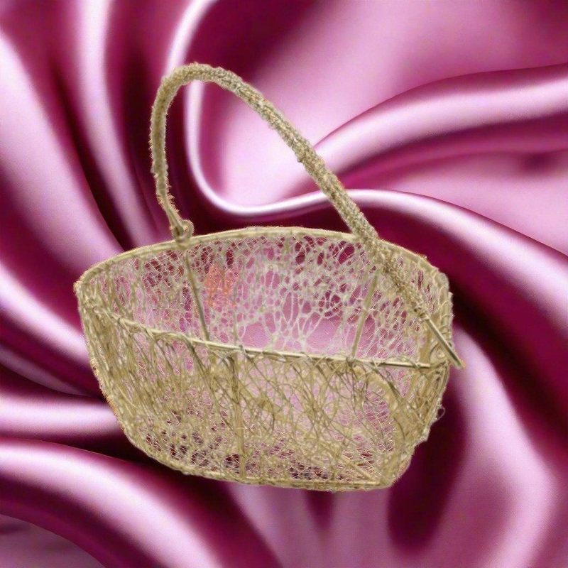 Decorative Gold Metal Hamper Basket For Gifting Heart | Extra Large