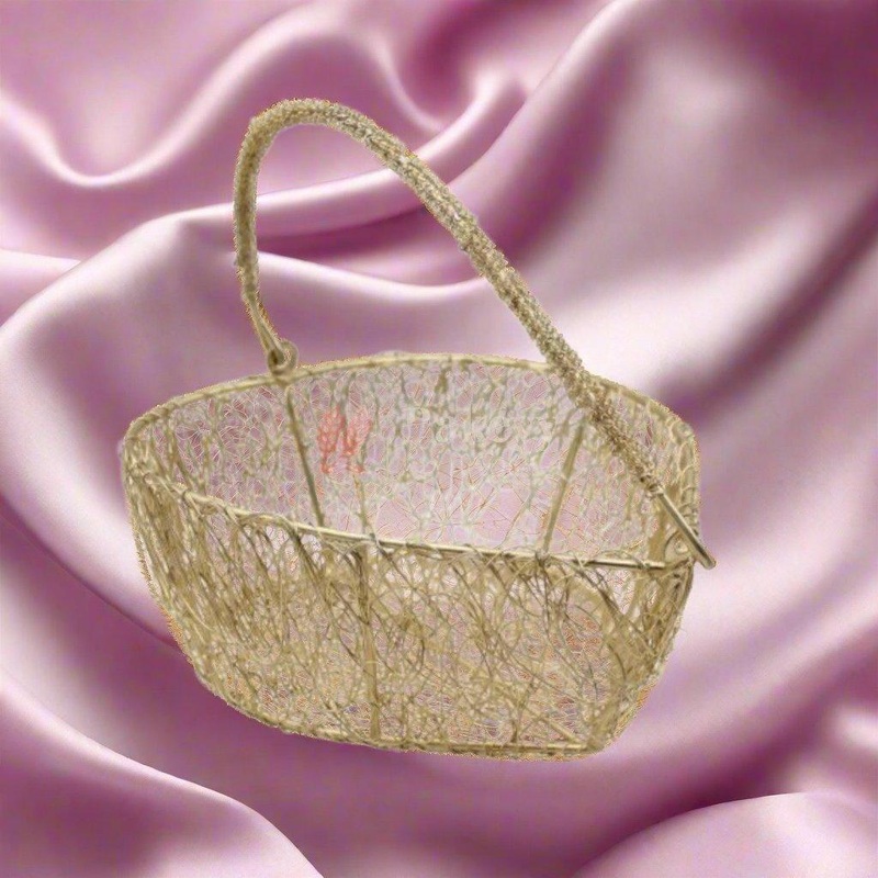 Decorative Gold Metal Hamper Basket For Gifting Heart | Large