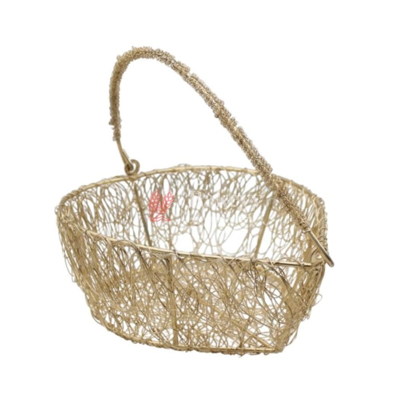 Decorative Gold Metal Hamper Basket For Gifting Heart | Medium