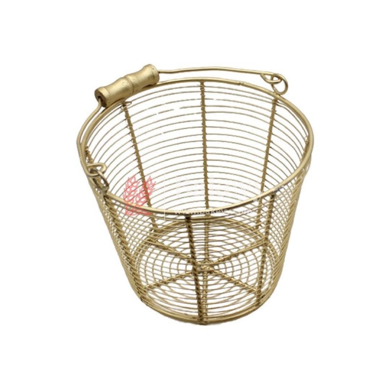 Decorative Gold Metal Hamper Basket For Gifting Round Large