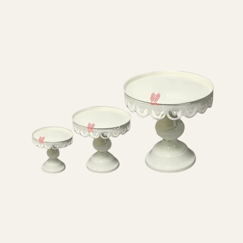 Elegant Ivory Cake Stand With Decorative Trim | Perfect For Celebrations