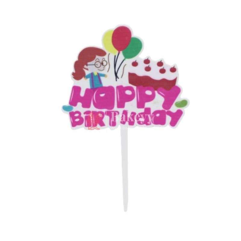 Girl With Balloon Happy Birthday Cake Topper