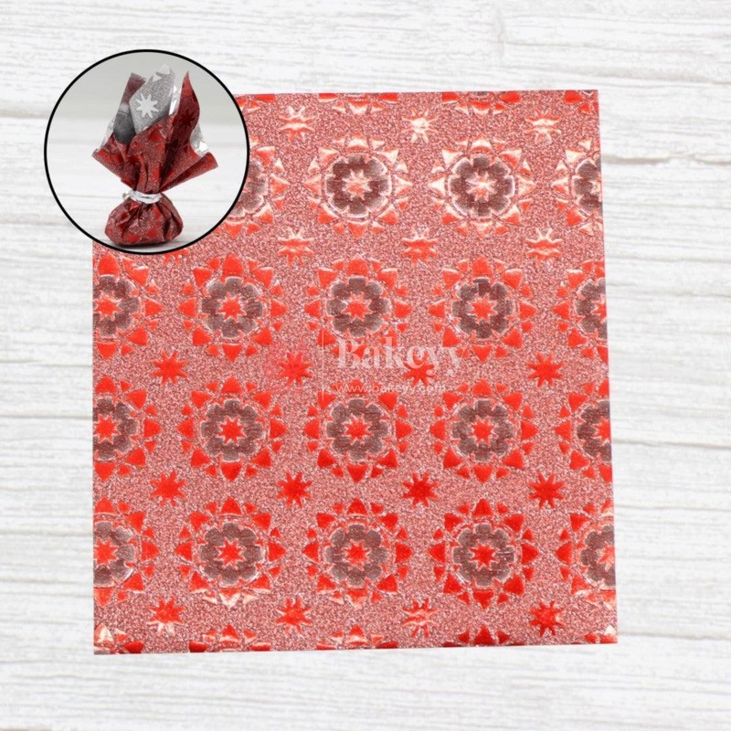 Glitter Matt Chocolate Wrappers | Red Colour with Round Design works