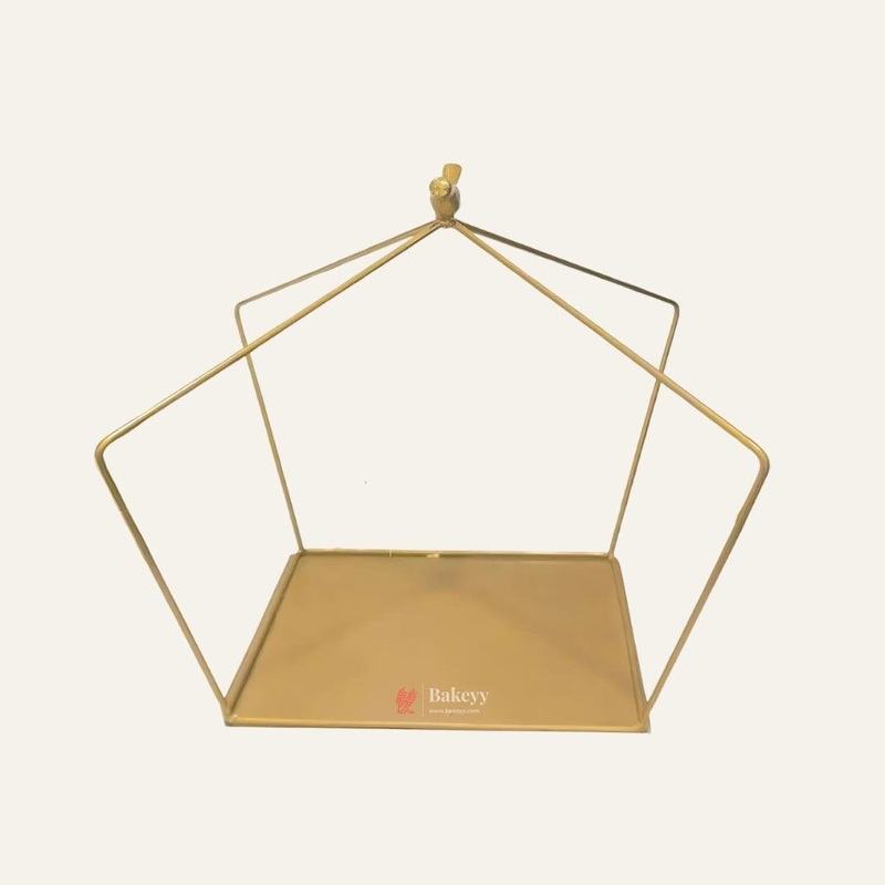 Metal 1 layer basket Gold Powder with Bird in Top | Home Decor | Return Gift | Gifting | Packing Tray