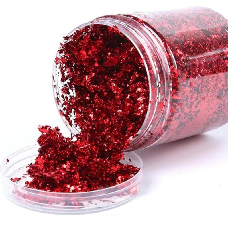 Non Edible Leaf Flakes | For Decorations | Arts N Craft | Red