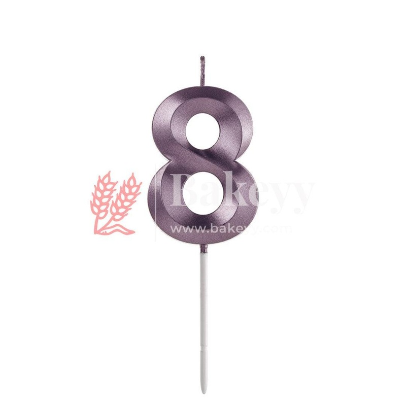 Number 8 Rose Gold 3D Candle | 1 pcs | For Birthday, Wedding Party & Cake Decoration
