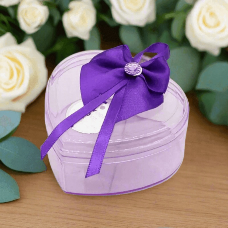 Purple Heart Empty Decorative Acrylic Box | Gift Box | Chocolate Box | Sweet Box | Jewellery Box | Plastic Box | Pack of 10