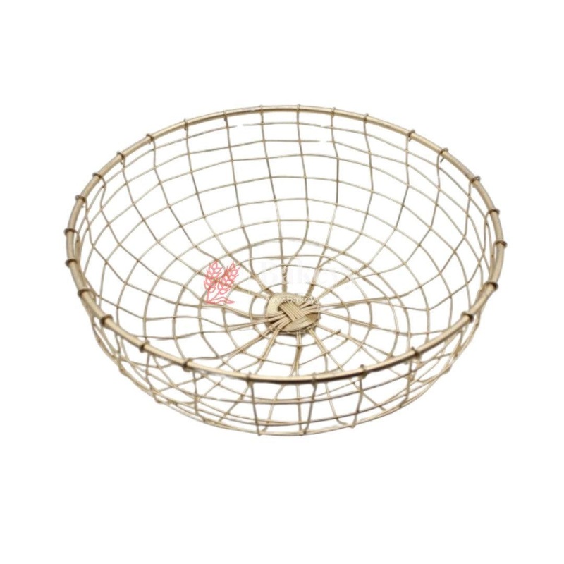 Round Decorative Gold Metal Hamper Basket For Gifting | Large