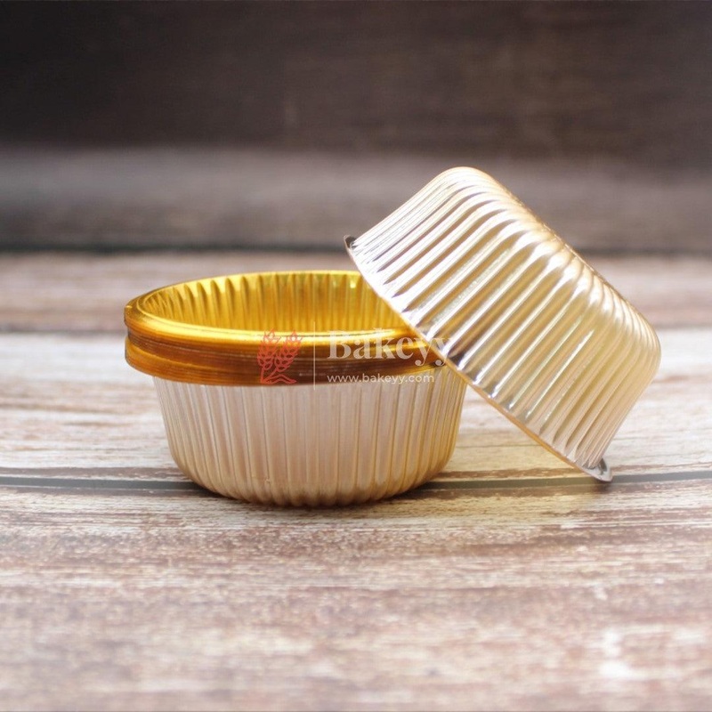 Round Disposable Gold Plastic Foil Tray | Sweet Tray |Chocolate Tray | Pack of 100
