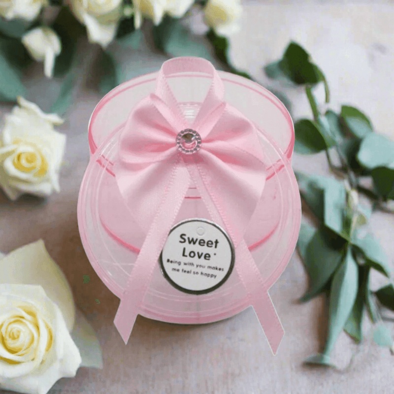Round Pink Empty Decorative Acrylic Box | Gift Box | Chocolate Box | Sweet Box | Jewellery Box | Plastic Box | Pack of 12