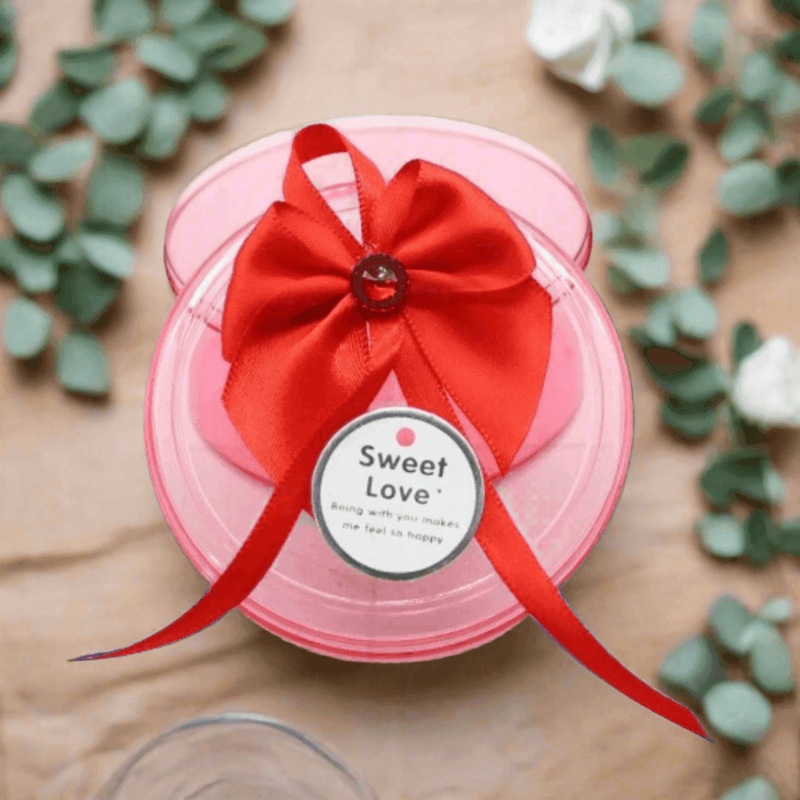Round Red Empty Decorative Acrylic Box | Gift Box | Chocolate Box | Sweet Box | Jewellery Box | Plastic Box | Pack of 12