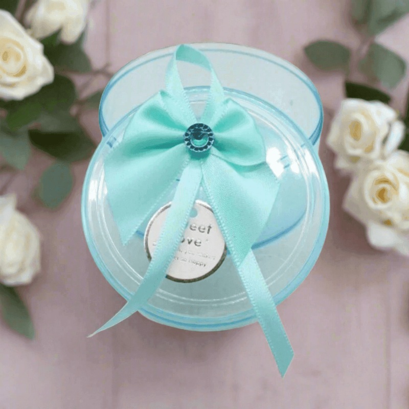 Round Turquoise Empty Decorative Acrylic Box | Gift Box | Chocolate Box | Sweet Box | Jewellery Box | Plastic Box | Pack of 12