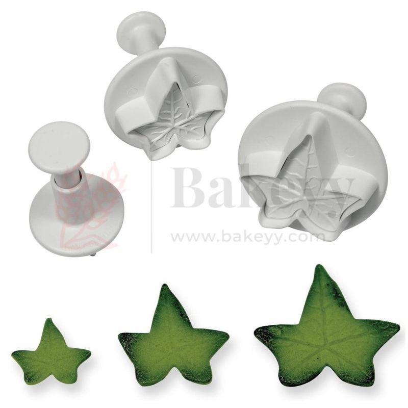 Veined Ivy Leaf Plunger Cutter| Cake Decorating Tool| Perfect for Biscuits, Cookies, Fondant| 3 Piece Set