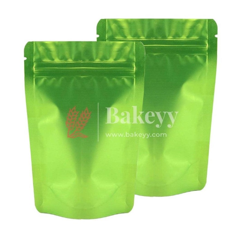1 kg | 17x26CM | Zip Lock Pouch | Green Colour Without Window | Standing Pouch | 110 GSM | Pack of 98 - 100