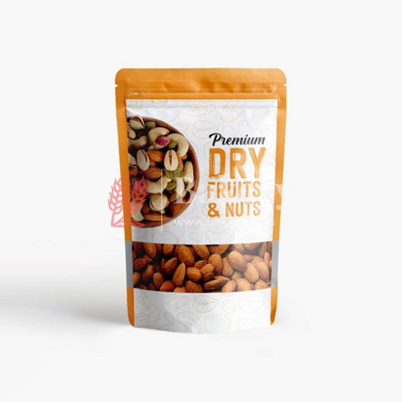 1 Kg | 17x26CM | Zip Lock Pouch | Orange Printed Pouch With Window | Standing Pouch | 110 GSM | Pack of 100