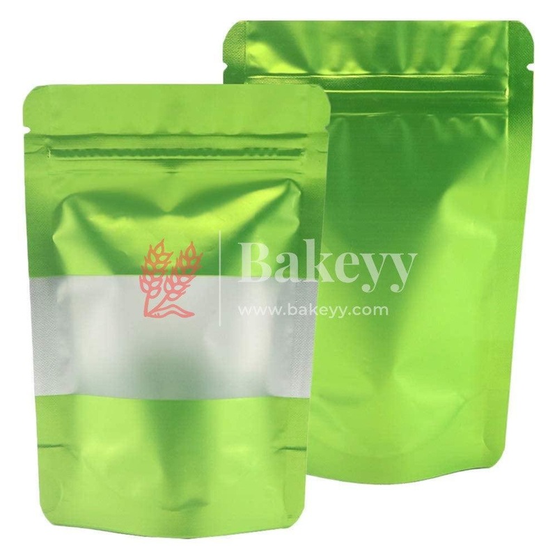 1 kg | Zip Lock Pouch | Green Colour With Window | 17x26 CM | Standing Pouch | 110 GSM | Pack of 100
