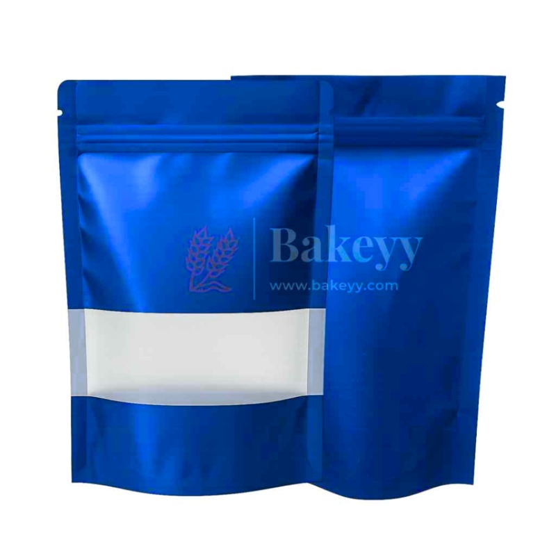 1 kg | Zip Lock Pouch | Royal Blue Colour With Window | 17x26 CM | Standing Pouch | 110 GSM | Pack of 100