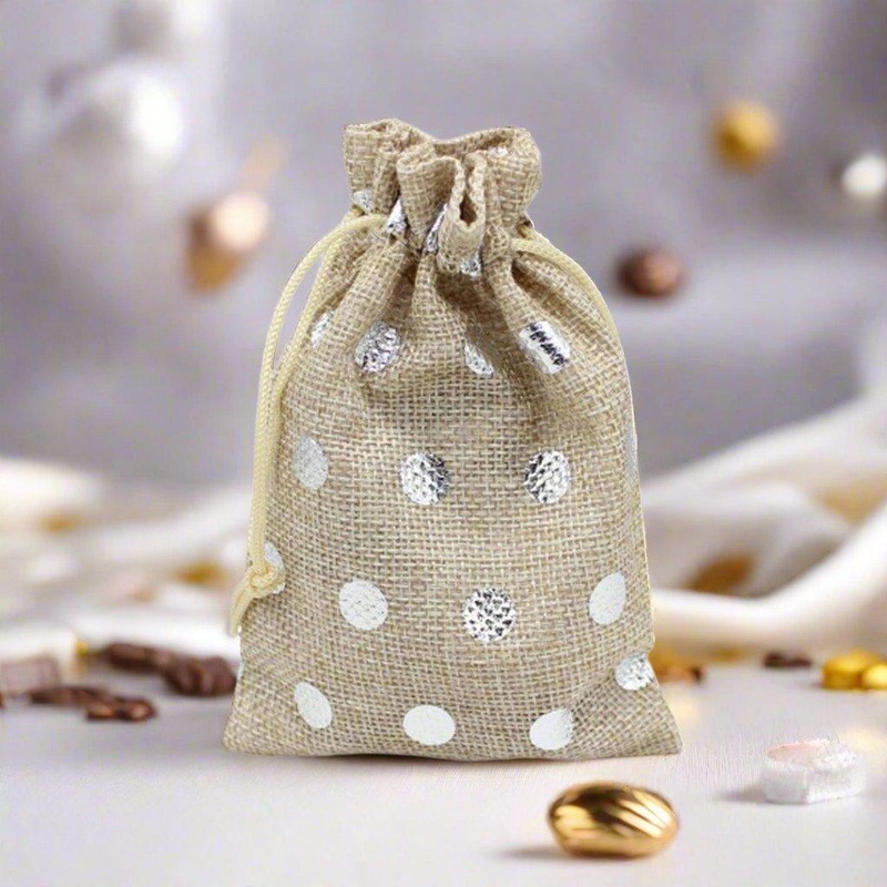18x24 CM | Original Printed | Printed Potli Jute Bag | Gift Return Gifts Bags |  Drawstring Bags | Pack Of 10