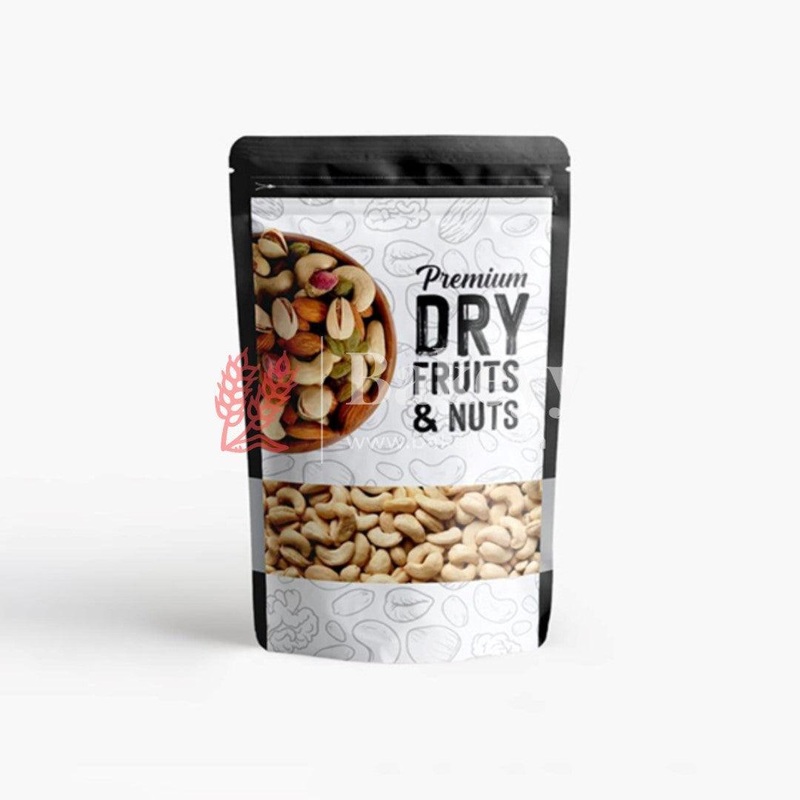 250 gm | 13x22CM | Zip Lock Pouch | Black Printed Pouch With Window | Standing Pouch | Pack of 100 110 GSM |