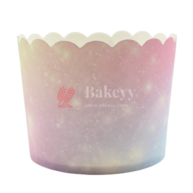 6Cm| Light Pink Galaxy Design Flower Muffin Cup| Pack of 50