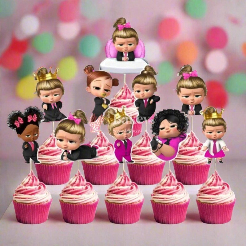 6pcs Baby Boss Girl theme Birthday Cake Topper| Cupcake Toppers| Bday Decorations Items