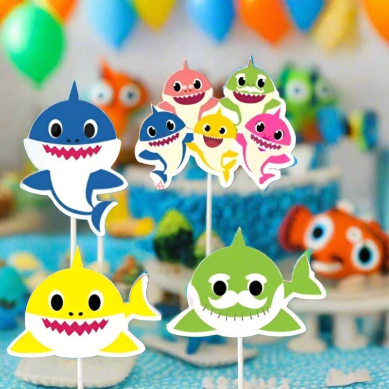 6pcs Baby Shark theme Birthday Cake Topper| Cupcake Toppers| Bday Decorations Items