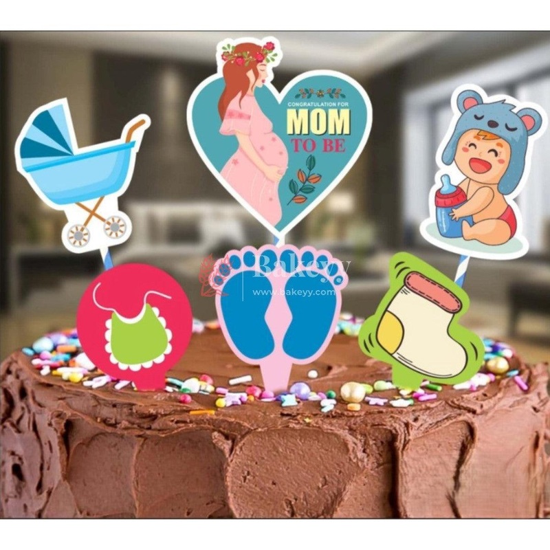 6pcs Baby Shower theme Birthday Cake Topper| Cupcake Toppers| Bday Decorations Items