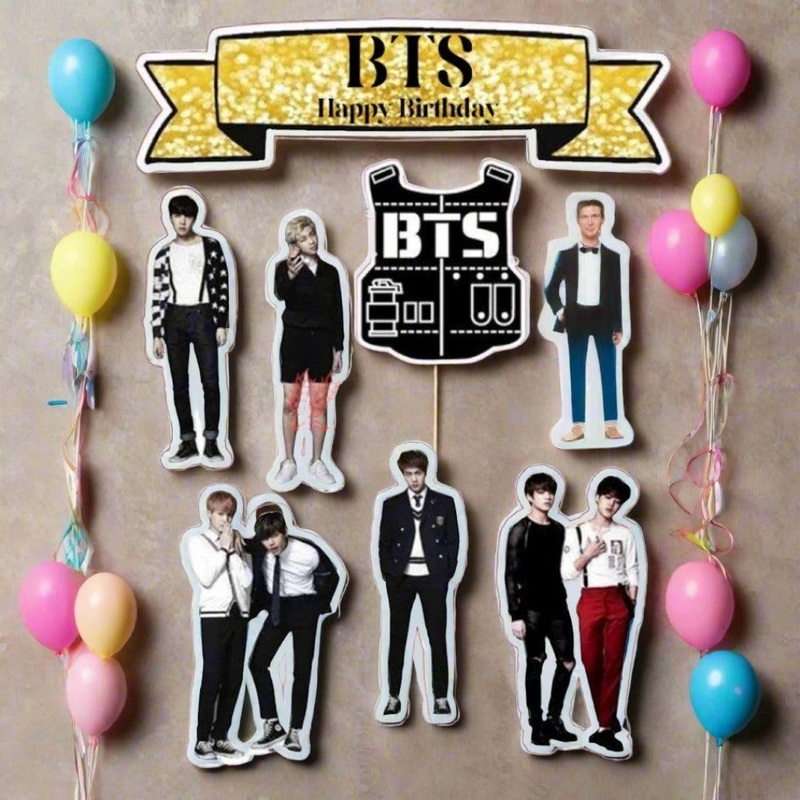 6pcs BTS theme Birthday Cake Topper| Cupcake Toppers| Bday Decorations Items