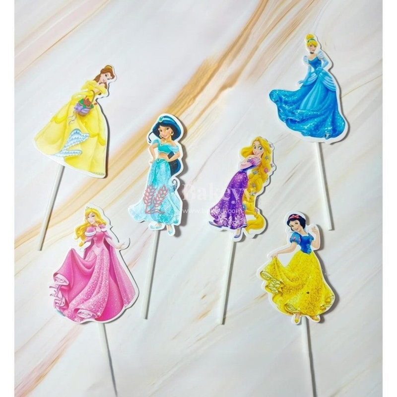 6pcs PRINCESS theme Birthday Cake Topper| Cupcake Toppers| Bday Decorations Items.