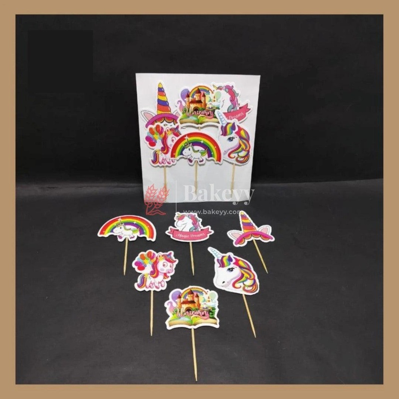 6pcs Unicorn theme Birthday Cake Topper| Cupcake Toppers| Bday Decorations Items