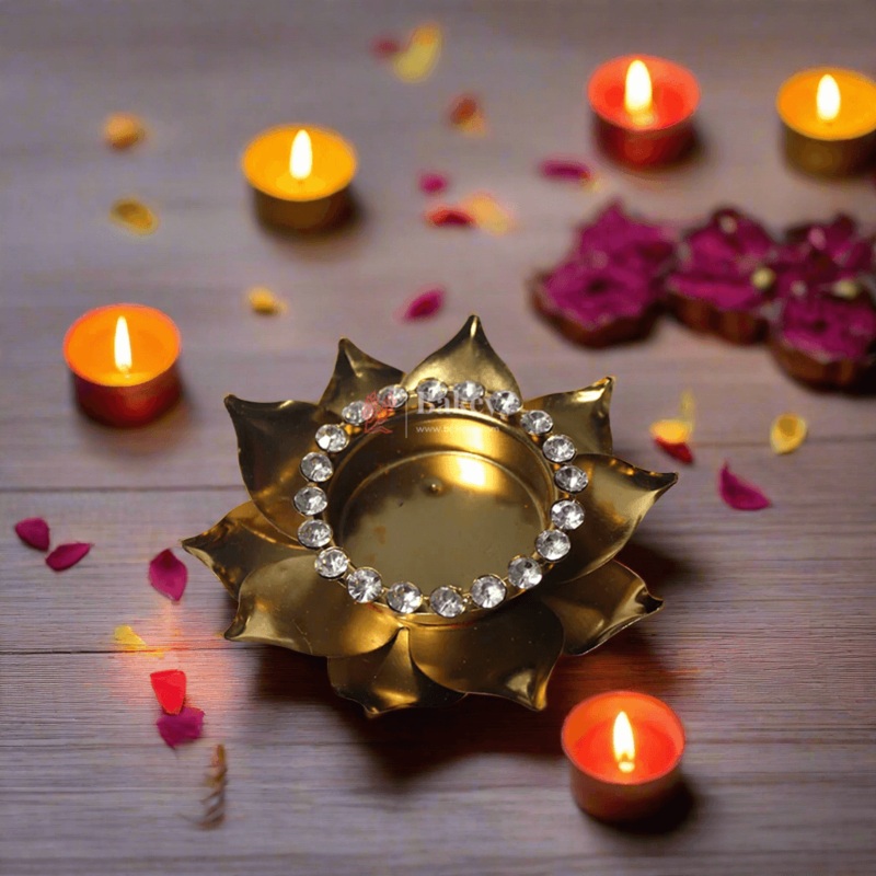 Diwali Diya | Round Flower With Diamonds | Diwali Lamp