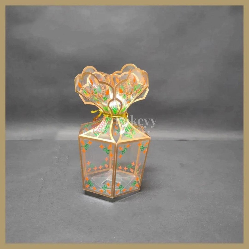 Floral Gift Boxes with Unique Petal Closure | PVC Chocolate Box | Goodie Box | Medium | Pack of 10